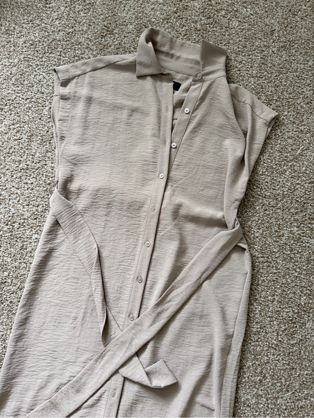 DKNY Taupe Button-Front Midi Shirt Dress - Picture 7 of 10